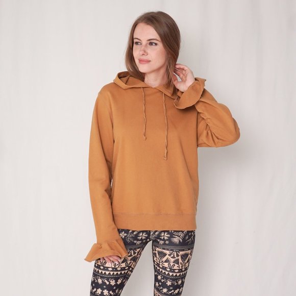 J. Crew Sweaters - J. Crew Tan Ruffle Cuff Hoodie (Size L) Fall Hoody